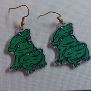 4/$60 New 3 Frog Tower Pair of Earrings - Hand-Made
